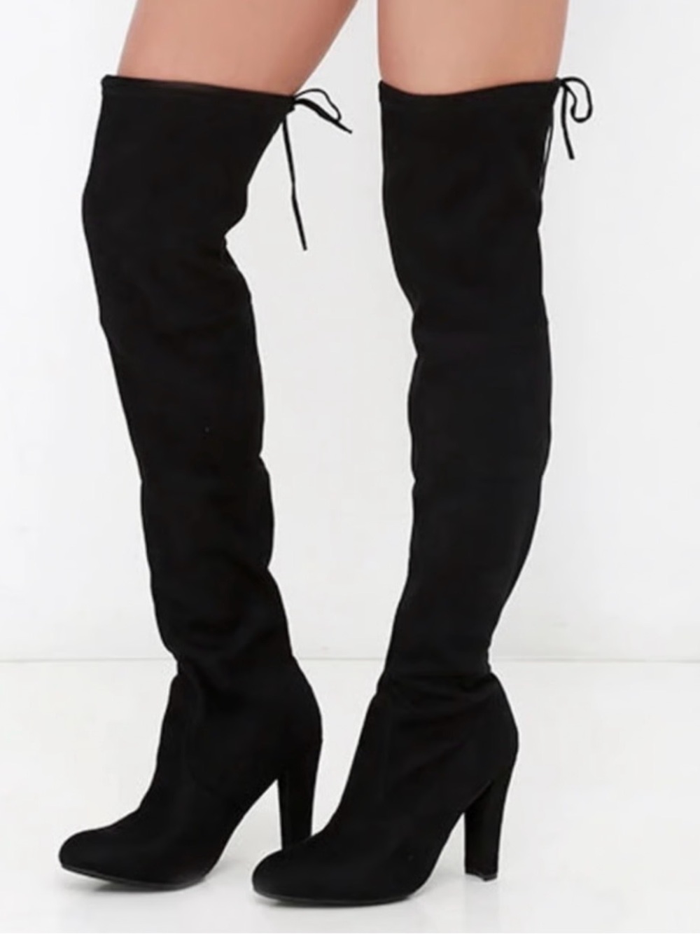 Black Over-the-Knee thigh High Heel Boots - Women's Fashion